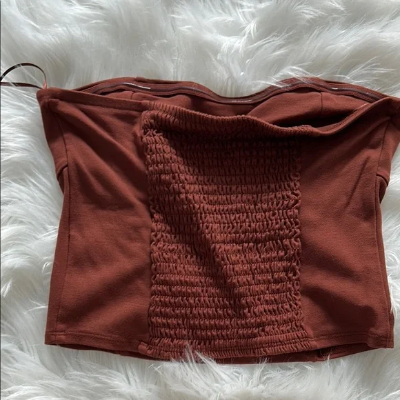 A New Day Brown Bustier Crop Top - Picture 3 of 3